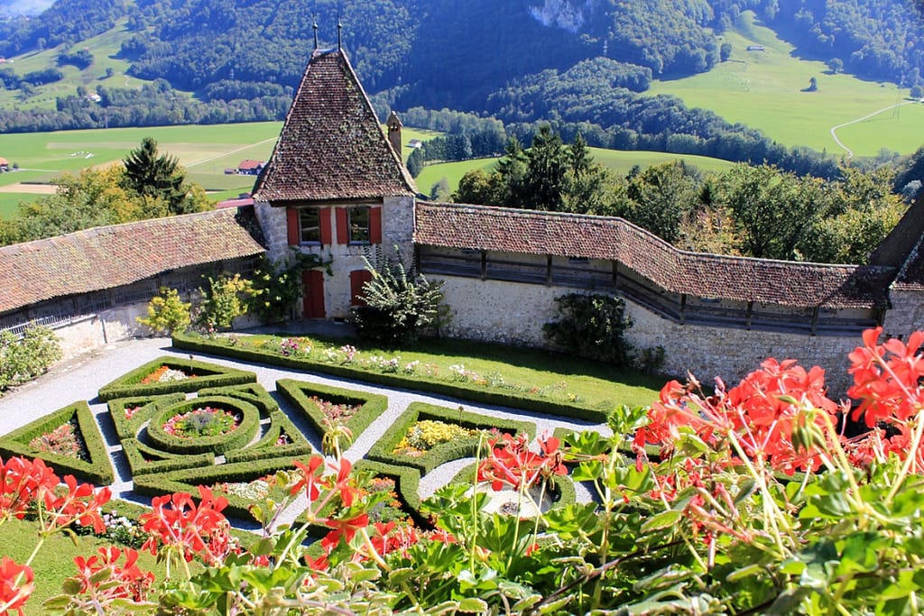 swiss-chocolate-Gruyeres-Castle-Garden